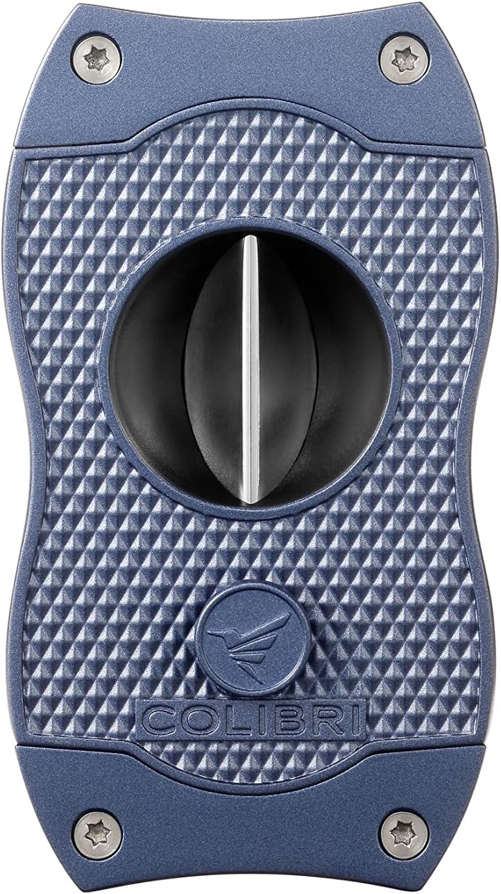 Colibri Premium Diamond V-Cut Cigar Cutter - Ergonomic Stainless Steel Spring-Loaded Blade, Ideal for up to 60+ Ring Gauge - Gift for Cigar Enthusiasts (Navy) - Image 2